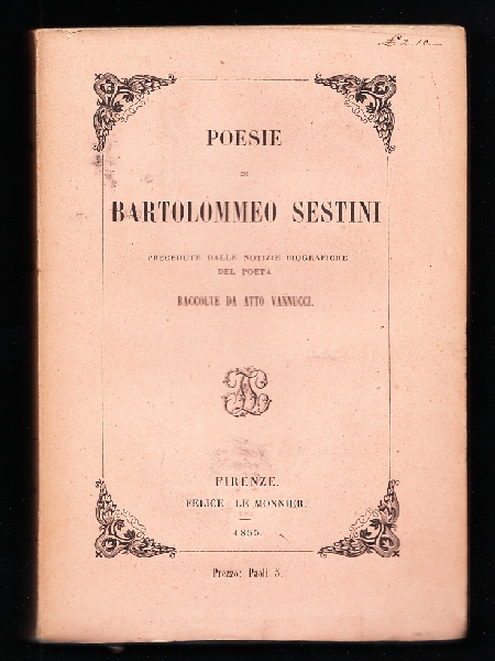 Poesie di Bartolommeo Sestini, curate da Atto Vannucci