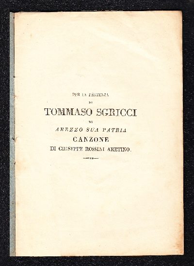 Per la partenza di Tommaso Sgricci da Arezzo