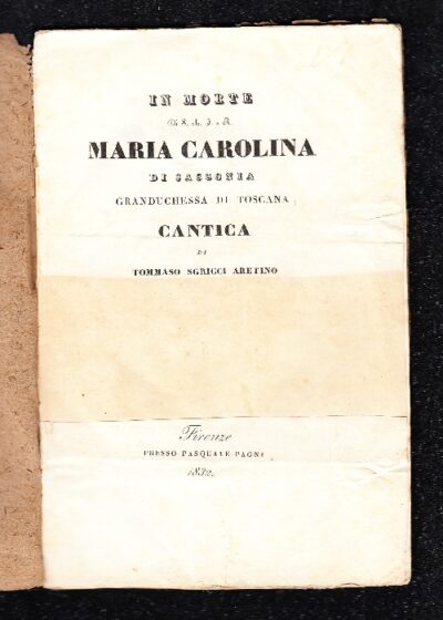 Cantica in morte di Maria Carolina di Sassonia