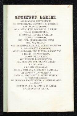 A Giuseppe Lorini arcidiacono cortonese