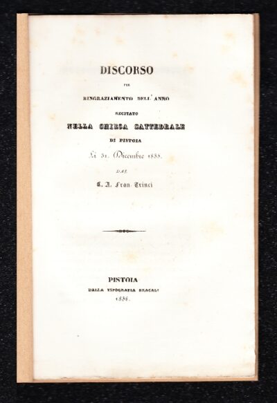 Discorso per il ringraziamento dell'anno 1836 nella Cattedrale di Pistoia