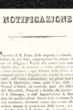 Notificazione del Vescovo di Sovana - 1839