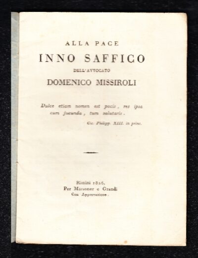 Alla pace, inno saffico di Domeico Missiroli