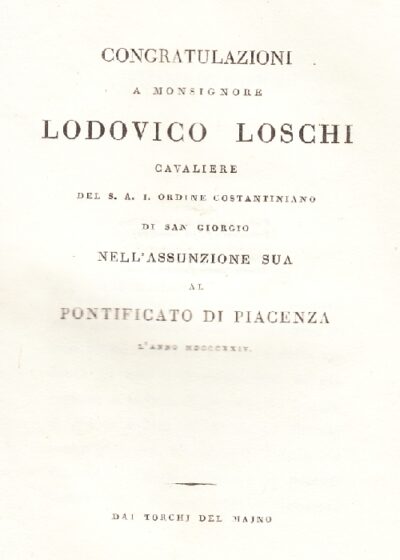 Congratulazioni a Monsignore Ludovico Loschi