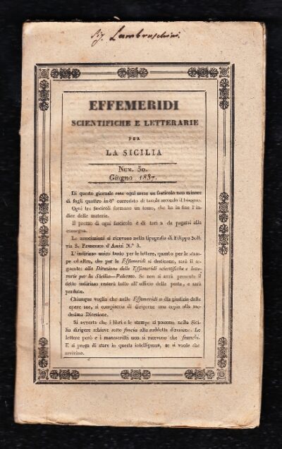 Effemeridi Scientifiche e Letterarie per la Sicilia Numero 50 Giugno 1837