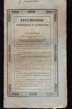 Effemeridi Scientifiche e Letterarie per la Sicilia Numero 52 Gennaio - Febbraio - Marzo 1838