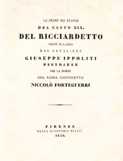 Le prime sei stanze del canto XIX del Ricciardetto
