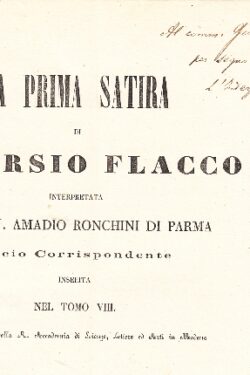 La prima satira di A. Persio Flacco