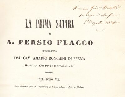 La prima satira di A. Persio Flacco