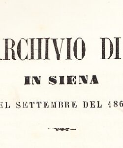 L'Archivio di Stato di Siena nel 1862