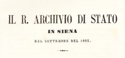 L'Archivio di Stato di Siena nel 1862
