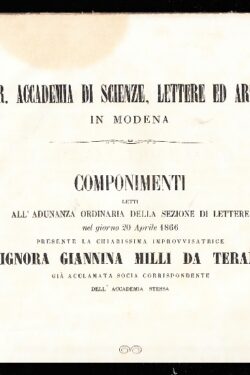 Componimenti improvvisati da Giannina Milli a Modena
