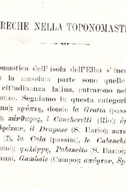 Le parole greche nella toponomastica dell’Elba