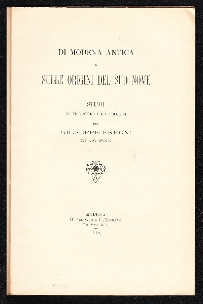 Di Modena antica e sulle origini del suo nome