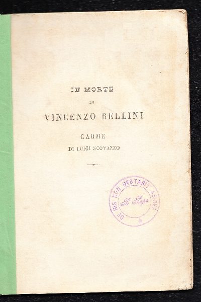 In morte di Vincenzo Bellini. Carme