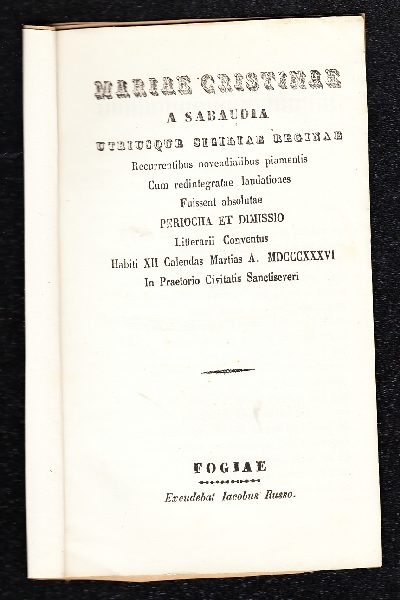 Mariae Christinae Regni Utriusque Siciliae Reginae