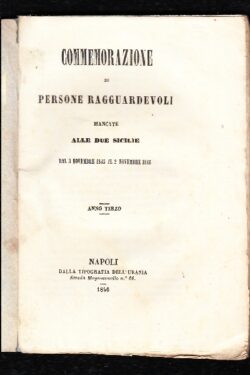 Commemorazione di persone ragguardevoli mancate alle Due Sicilie