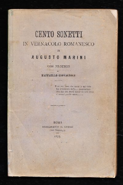 Cento sonetti in vernacolo romanesco con proemio di Raffaello Giovagnoli