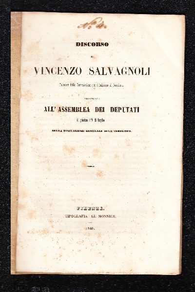 Discorso di Vincenzo Salvagnoli per l'Indirizzo al Granduca