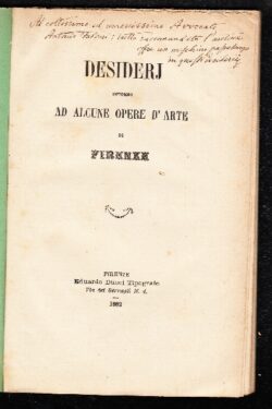 Desiderj intorno ad alcune opere d' arte di Firenze