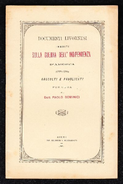 Documenti livornesi inediti sulla Guerra dell’Indipendenza d’America