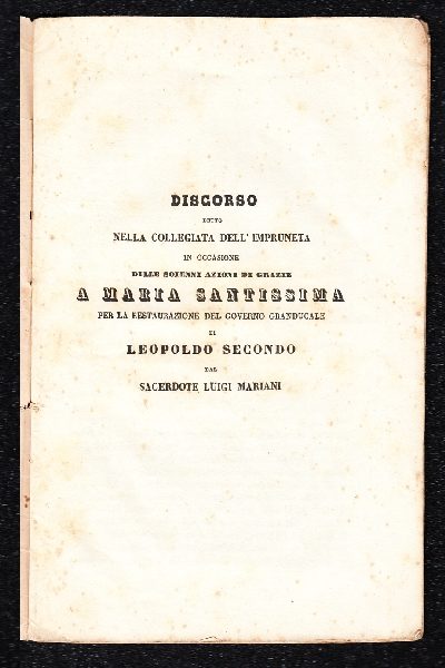Discorso detto nella Collegiata dell’Impruneta