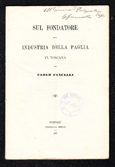 Sul fondatore dell'Industria della paglia in Toscana