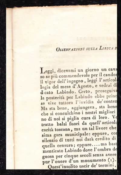 Osservazioni sulla Lirica di Labindo