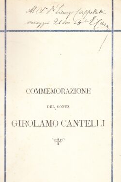 Commemorazione del Conte Senatore Girolamo Cantelli