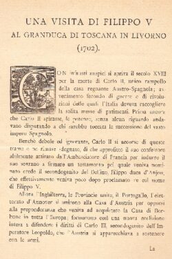 Una visita di Filippo V al Granduca di Toscana in Livorno