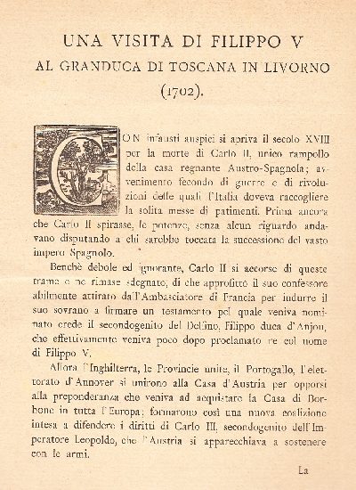 Una visita di Filippo V al Granduca di Toscana in Livorno
