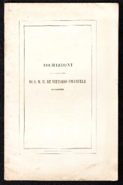 Iscrizioni per il Solenne Ingresso di S. M. il RE Vittorio Emanuele
