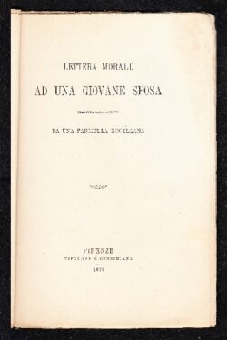Lettera morale ad una Giovane Sposa
