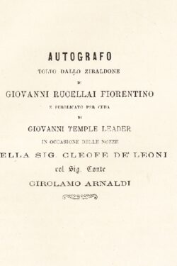 Autografo tolto dallo Zibaldone di Giovanni Ruscellai Fiorentino