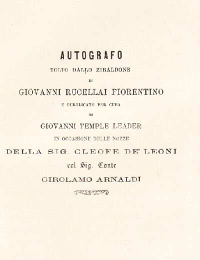 Autografo tolto dallo Zibaldone di Giovanni Ruscellai Fiorentino