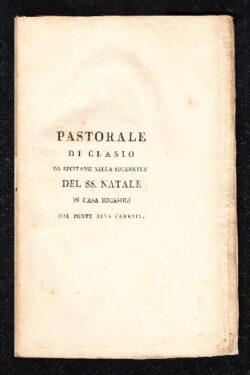 Pastorale di Clasio da recitarsi nella solennità del SS NATALE in Casa Ricasoli