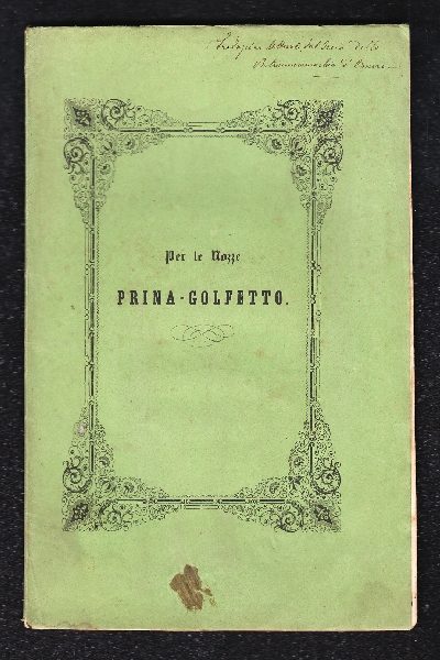 Un Poemetto Greco recato in Versi Italiani, per nozze Prina - Golfetto