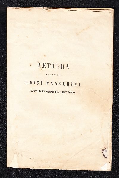 Lettera al Sig. Cav. Avv. Luigi Passerini Segretario all'Archivio delle Riformagioni