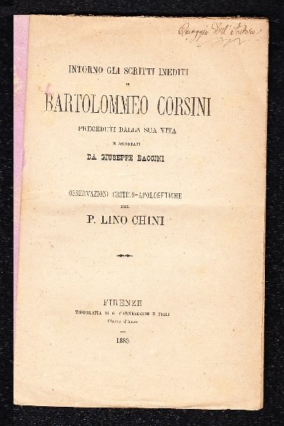 Intorno gli scritti inediti di Bartolommeo Corsini