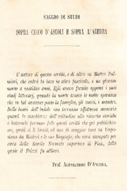 Saggio di Studi sopra Cecco D'Ascoli e sopra L'Acerba