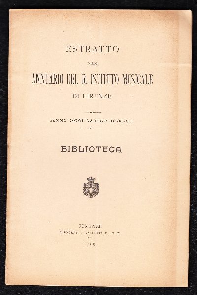 Biblioteca Anno Scolastico 1898 - 99