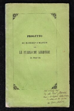 Progetto di riordinamento per le pubbliche Librerie di Firenze