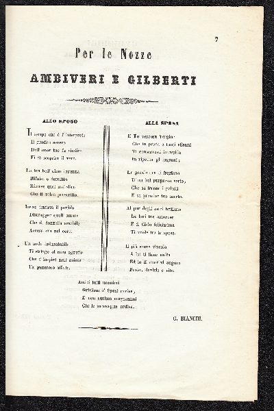 Nozze Pietro Ambiveri - Marietta De Gilberti