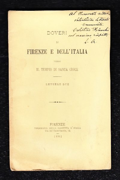 Doveri di Firenze e dell'Italia verso il Tempio di Santa Croce