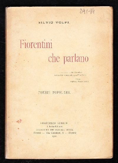 Fiorentini Che Parlano: Poesie Popolari