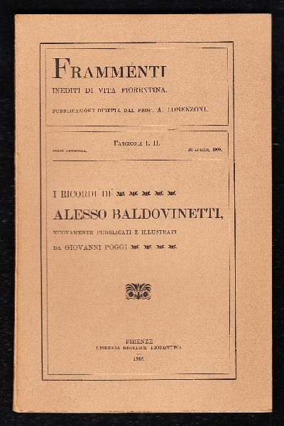 I Ricordi di Alesso Baldovinetti nuovamente pubblicati