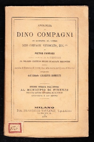 Apologia di Dino Compagni in risposta al libro Dino Compagni Vendicato