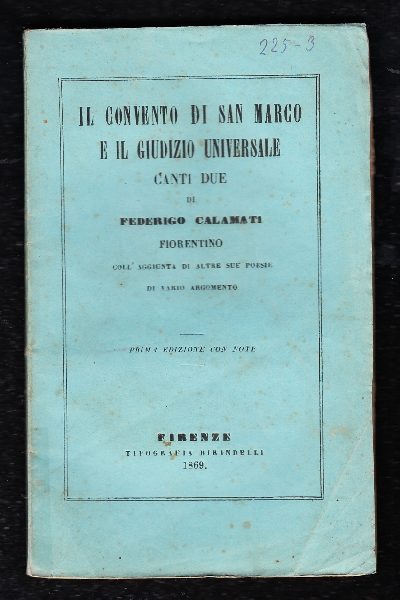 Il Convento di S. Marco e il Giudizio Universale CANTI DUE di Federigo Calamati fiorentino
