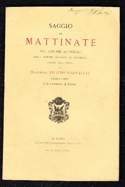 Saggio di  Mattinate nel parlare di Cingoli nelle Marche Provincia di Macerata