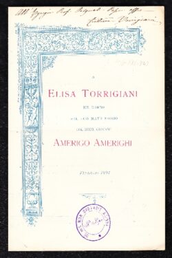 Versi alla Sposa, per nozze Torrigiani - Amerighi